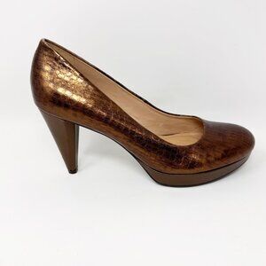 Antonio Melani Womens Metallic Bronze Embossed Leather Heel Pump  Size 7.5
